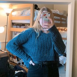Blue Cropped Sweater